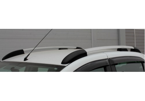 Рейлинги на крышу Renault Logan 2014-2021 серый рейлинг черные опоры-2